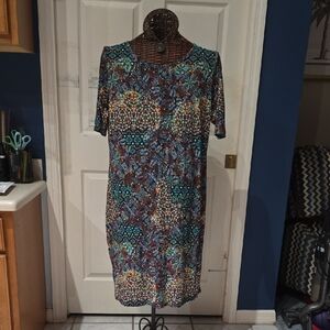 LuLaRoe Multicolor Patterned Midi Dress